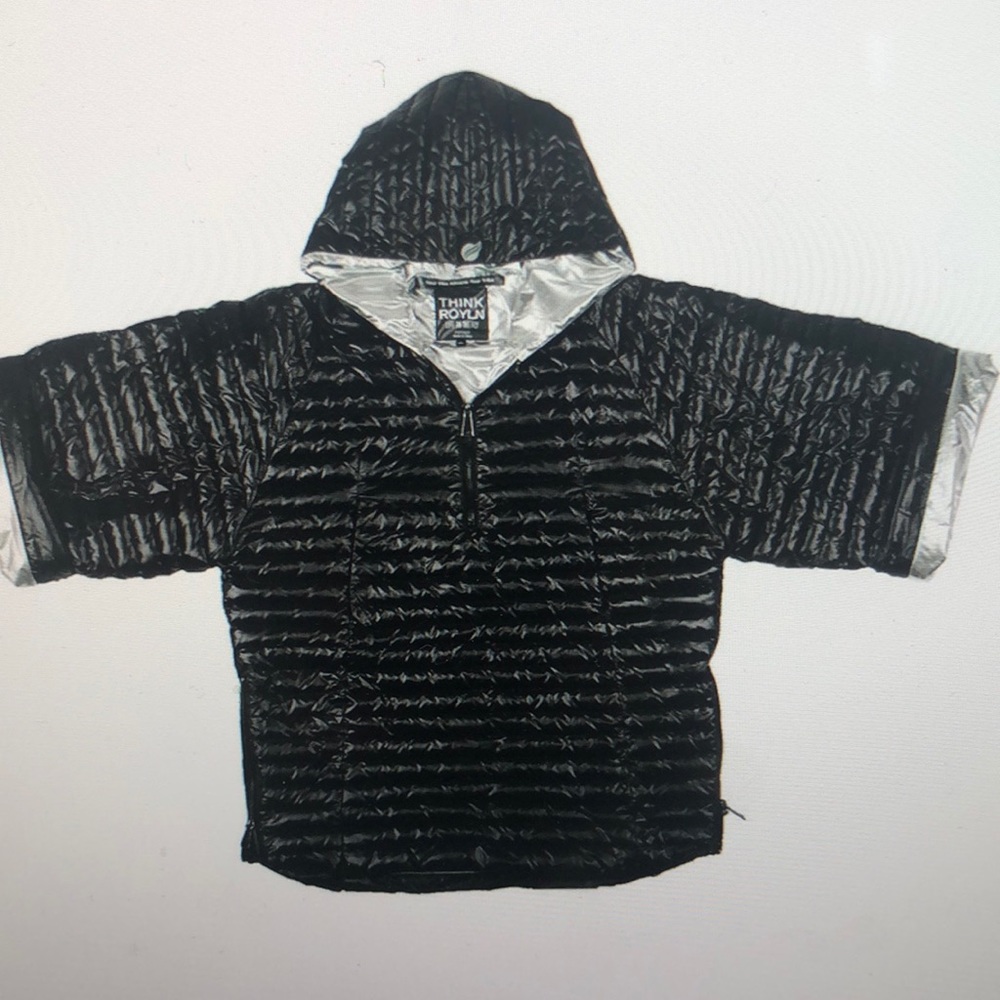 Think Royln Hi Lo Black Cropped Poncho.